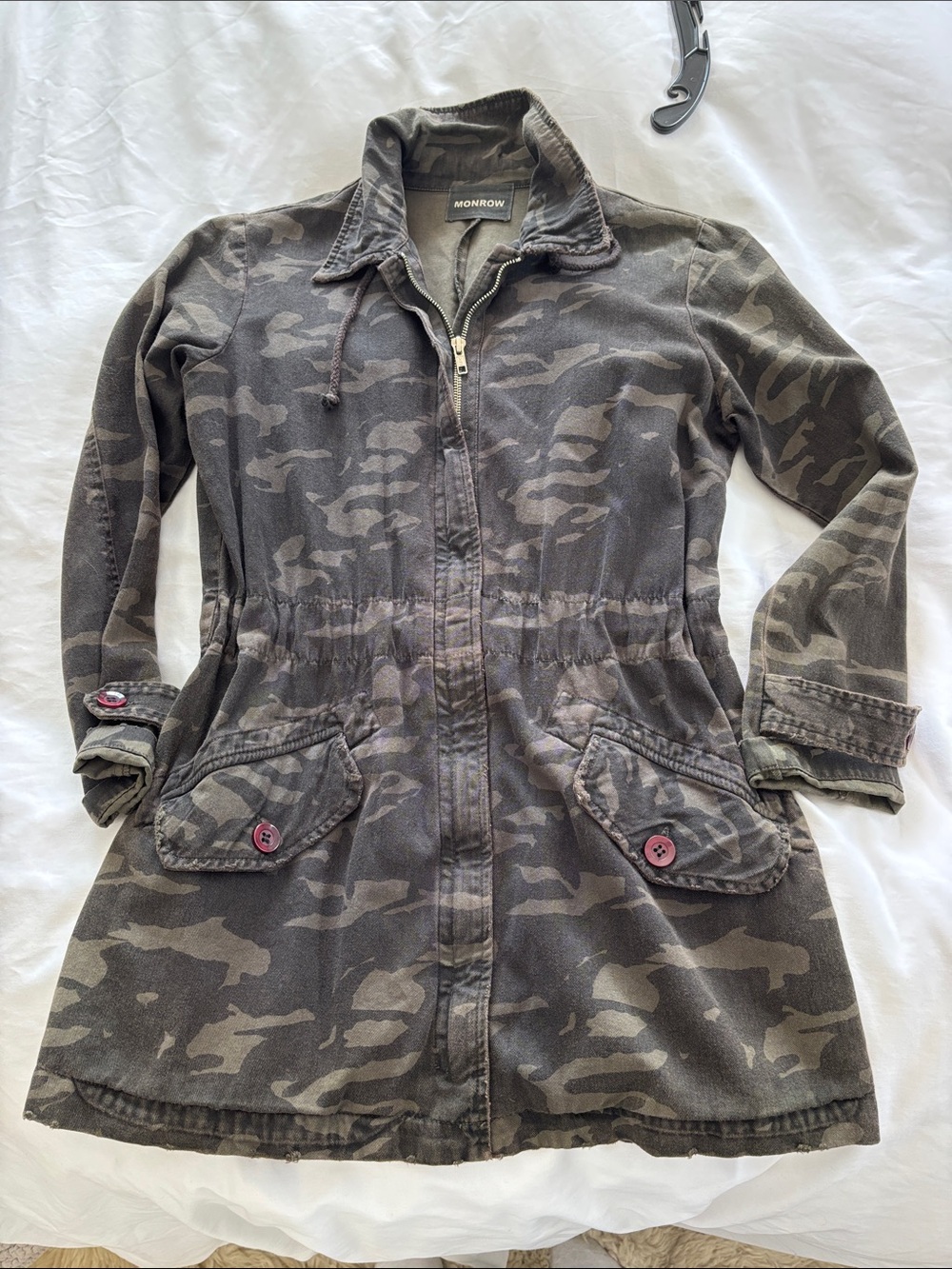 Monrow Olive Camo Utility Anorak Jacket
